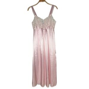 Sugar‎ Plum Pink Satin Lace Trim Nightgown Slip Dress S